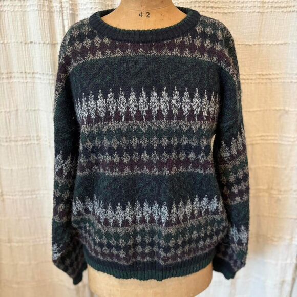 Vintage Windridge men’s navy blue/white/ burgundy retro indie sweater size M - Picture 1 of 5